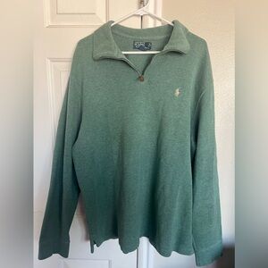Polo Ralph Lauren Vintage Quarter Zip Pullover Sweatshirt in Sage Green Classic